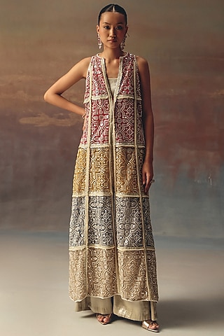 Multi-Colored Soft Net Mirror Work Overlay by Twenty Nine