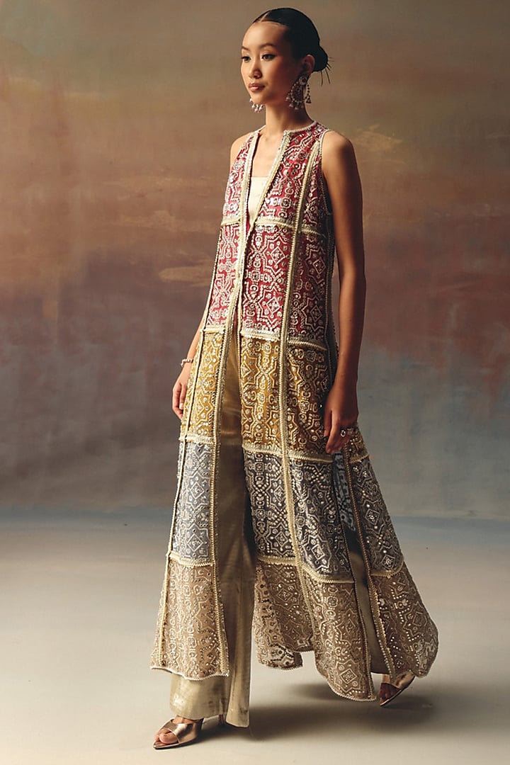 Multi-Colored Soft Net Mirror Work Overlay by Twenty Nine at Pernia's Pop Up Shop