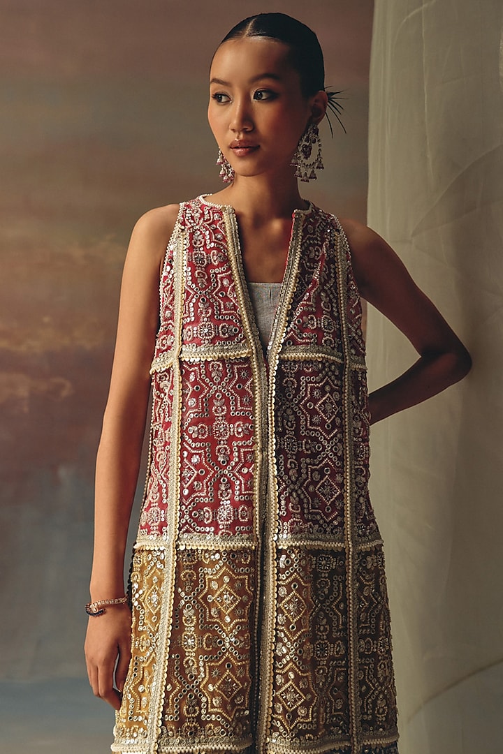 Multi-Colored Soft Net Mirror Work Overlay by Twenty Nine at Pernia's Pop Up Shop
