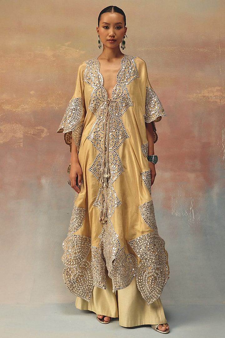 Golden Tissue Embellished Kaftan by Twenty Nine at Pernia's Pop Up Shop