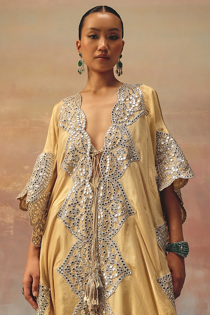 Golden Tissue Embellished Kaftan by Twenty Nine at Pernia's Pop Up Shop