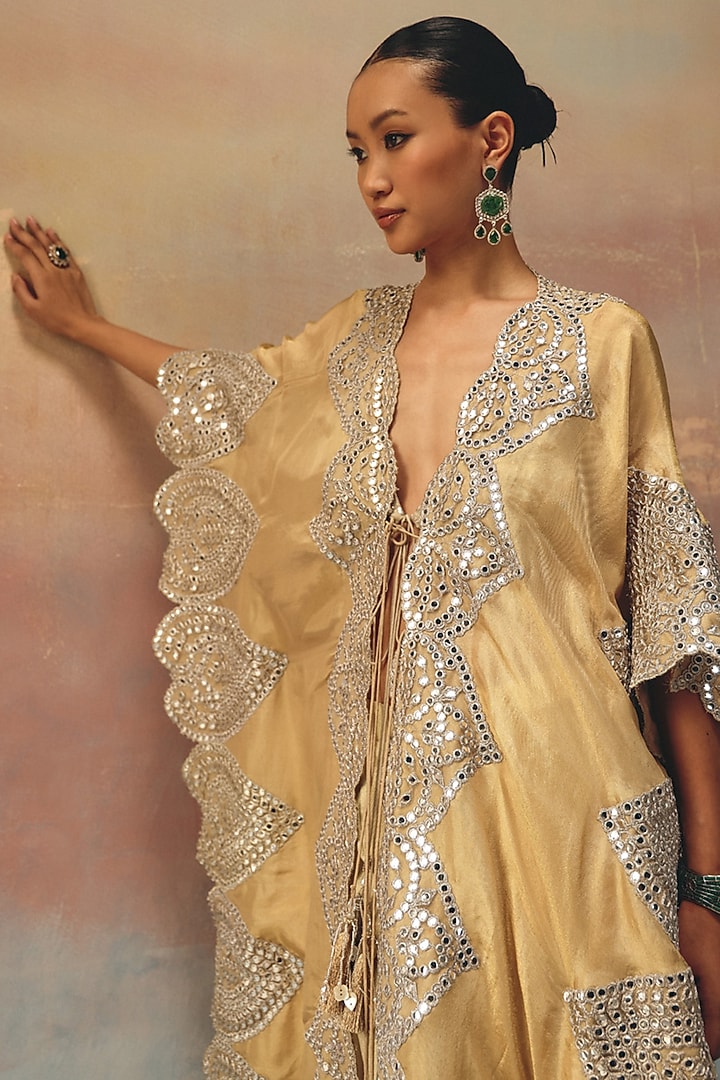 Golden Tissue Embellished Kaftan by Twenty Nine at Pernia's Pop Up Shop