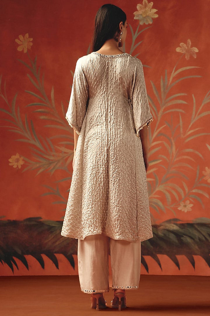 Moon Dust Gajji Silk Bandhani Mirror Work Kurta by Twenty Nine at Pernia's Pop Up Shop