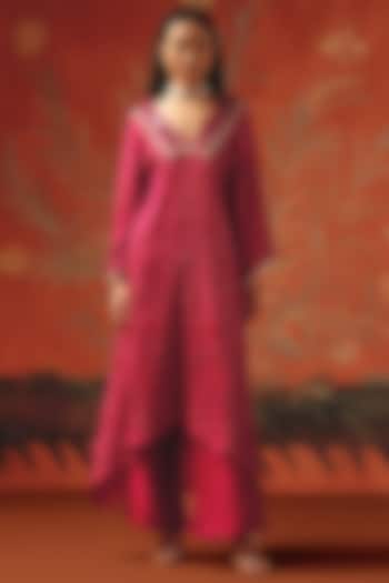 Wild Berry Organic Chanderi Palazzo Pants by Twenty Nine at Pernia's Pop Up Shop