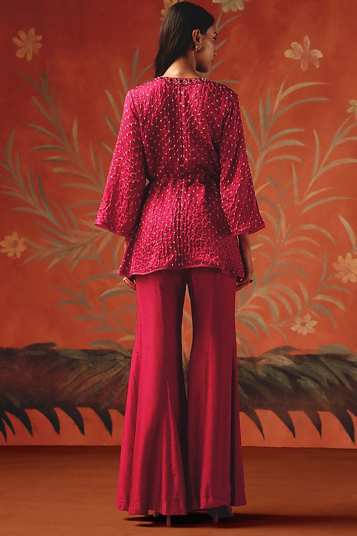 Wild Berry Linen Satin Boot-Cut Pants by Twenty Nine at Pernia's Pop Up Shop