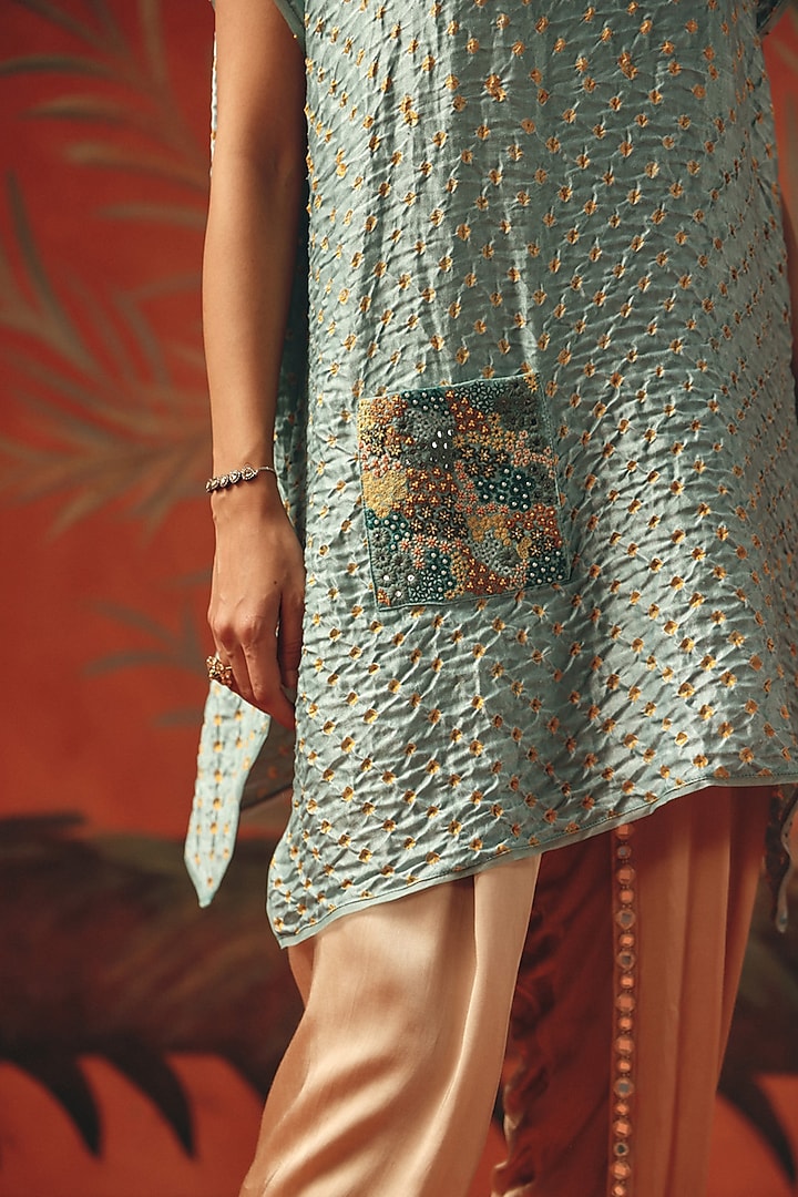 Taupe Satin Mirror Work Dhoti by Twenty Nine at Pernia's Pop Up Shop