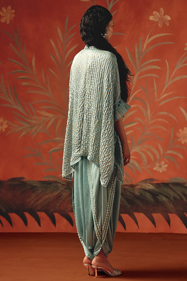 Sea Foam Modal Satin Mirror Work Dhoti by Twenty Nine at Pernia's Pop Up Shop