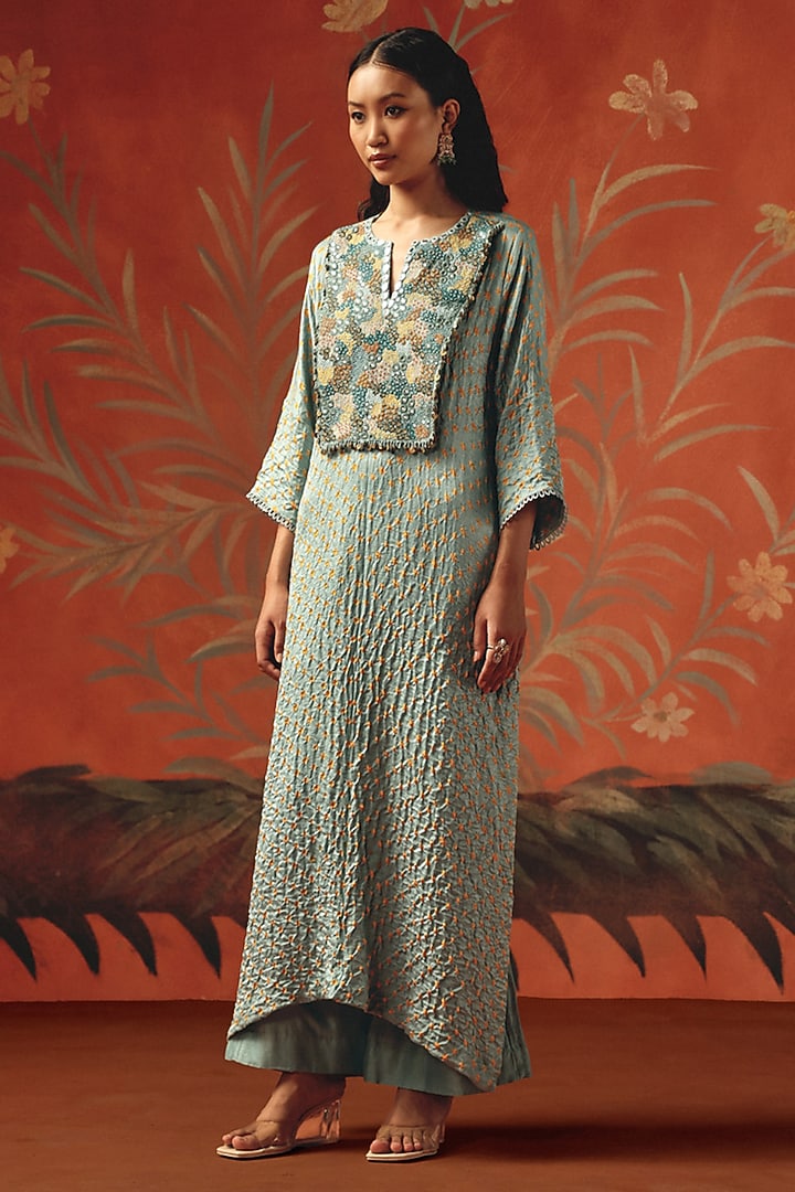 Sea Foam Organic Chanderi Palazzo by Twenty Nine at Pernia's Pop Up Shop