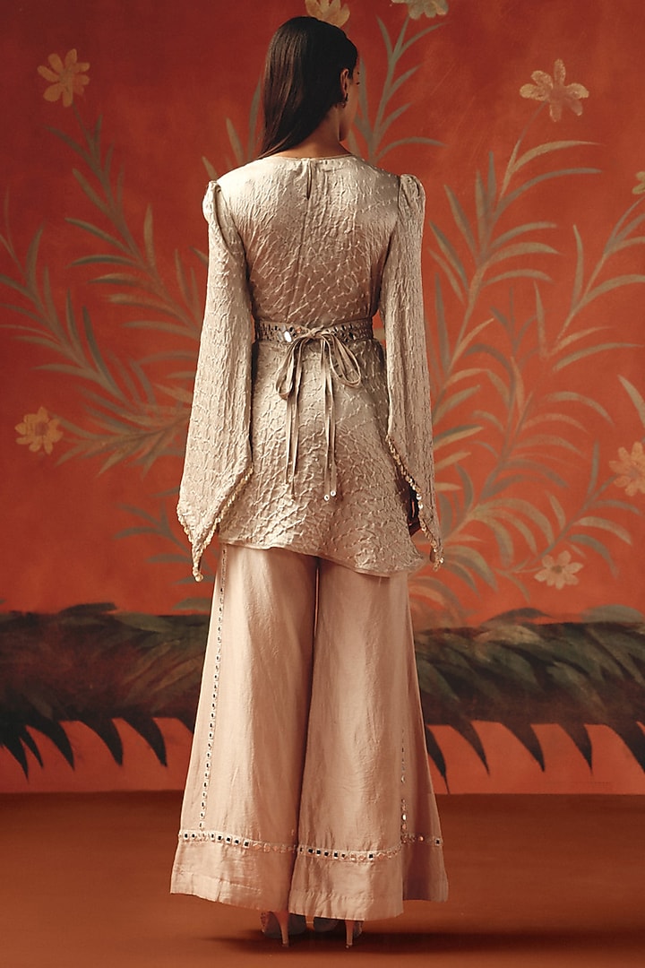 Moon Dust Gajji Silk Bandhani Peplum Flared Top by Twenty Nine at Pernia's Pop Up Shop