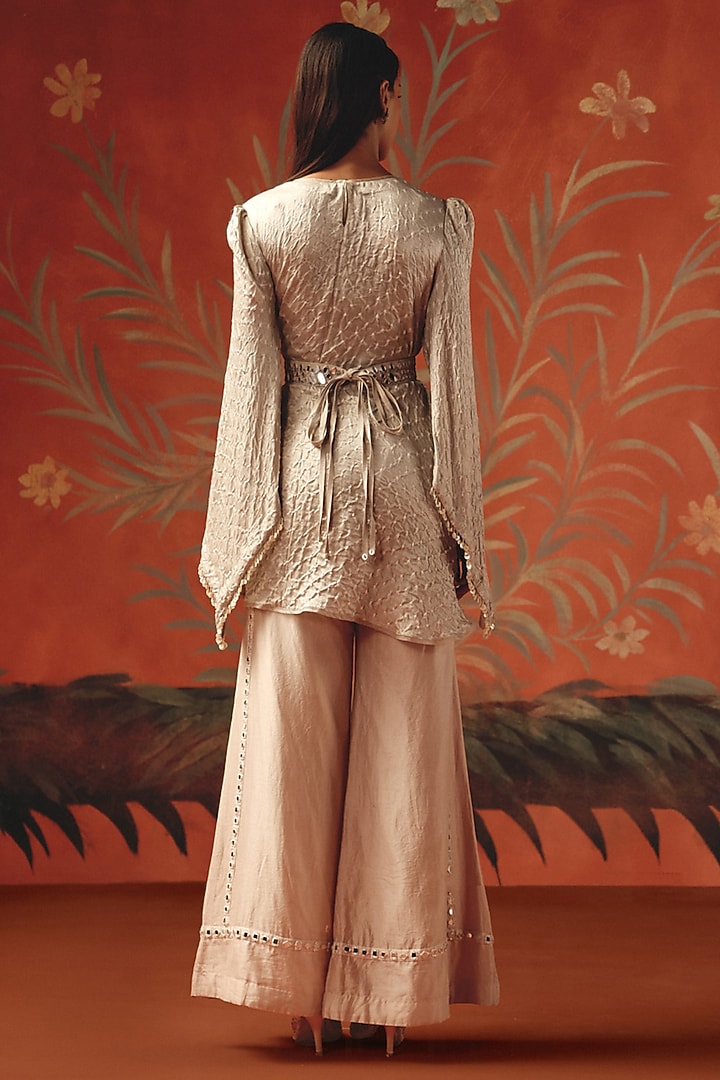 Moon Dust Chanderi Silk Mirrorwork Palazzo by Twenty Nine at Pernia's Pop Up Shop