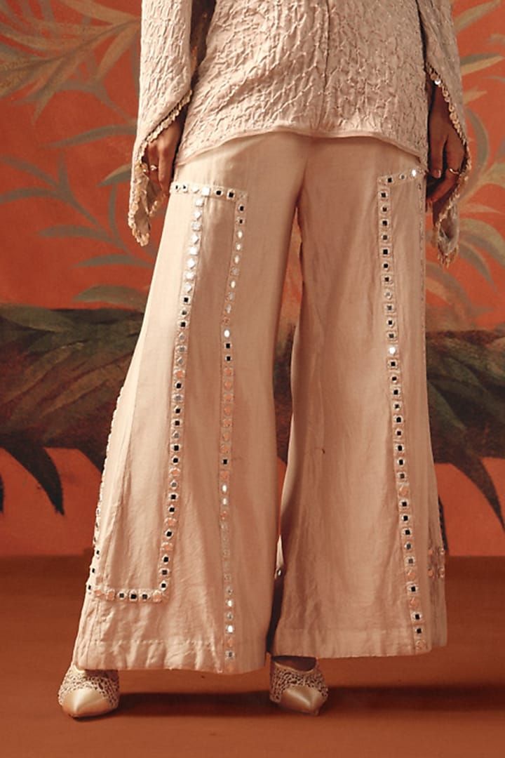 Moon Dust Chanderi Silk Mirrorwork Palazzo by Twenty Nine at Pernia's Pop Up Shop