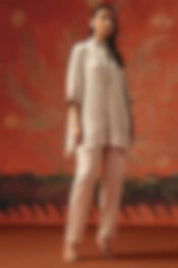 Moon Dust Chanderi Silk Cigarette Pants by Twenty Nine at Pernia's Pop Up Shop