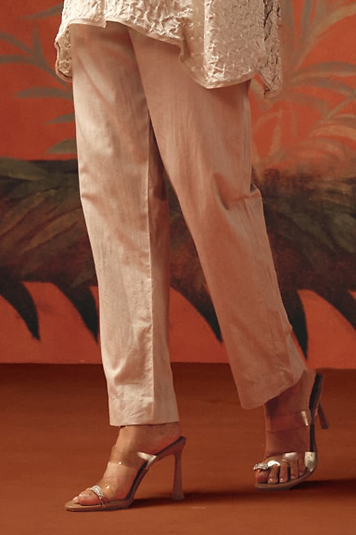 Moon Dust Chanderi Silk Cigarette Pants by Twenty Nine at Pernia's Pop Up Shop