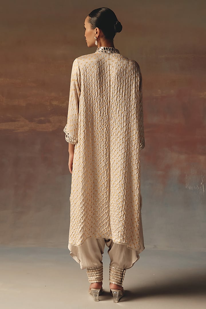 Moon Dust Gajji Silk Bandhani Mirror Work Shirt Kurta by Twenty Nine at Pernia's Pop Up Shop