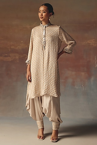 Moon Dust Satin Mirror Work Dhoti by Twenty Nine
