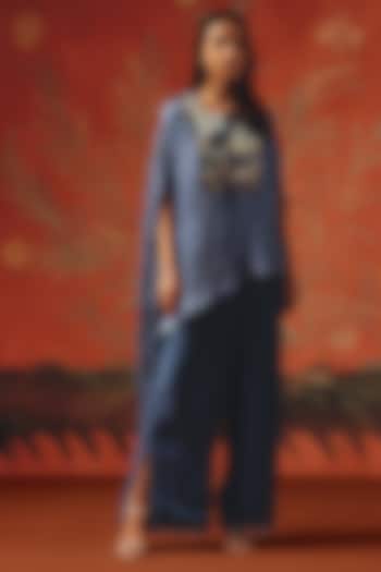 Twilight Gajji Silk Bandhani Mirror Work Round Cape by Twenty Nine at Pernia's Pop Up Shop