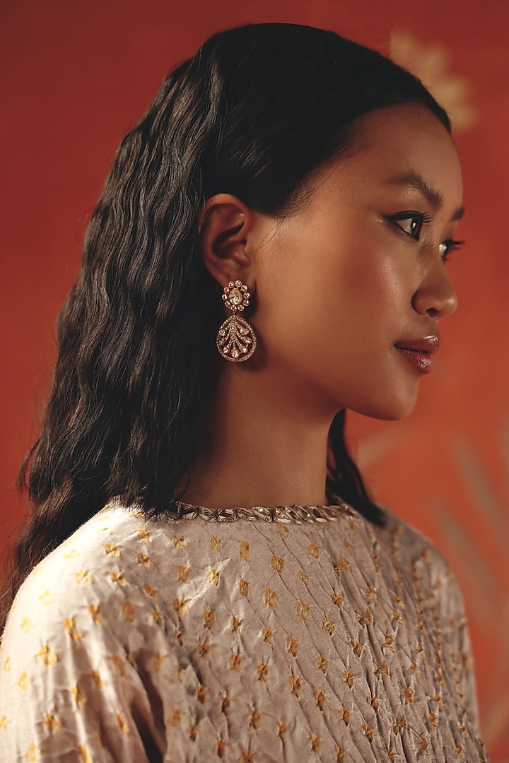 Moon Dust Gajji Silk Bandhani Mirror Work Tunic Top by Twenty Nine at Pernia's Pop Up Shop