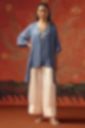 Twilight Gajji Silk Bandhani Resham Embroidered Tunic Kurta by Twenty Nine at Pernia's Pop Up Shop