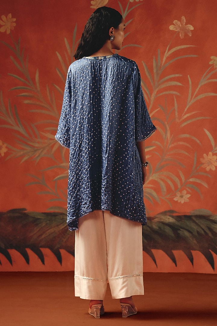 Twilight Gajji Silk Bandhani Resham Embroidered Tunic Kurta by Twenty Nine at Pernia's Pop Up Shop