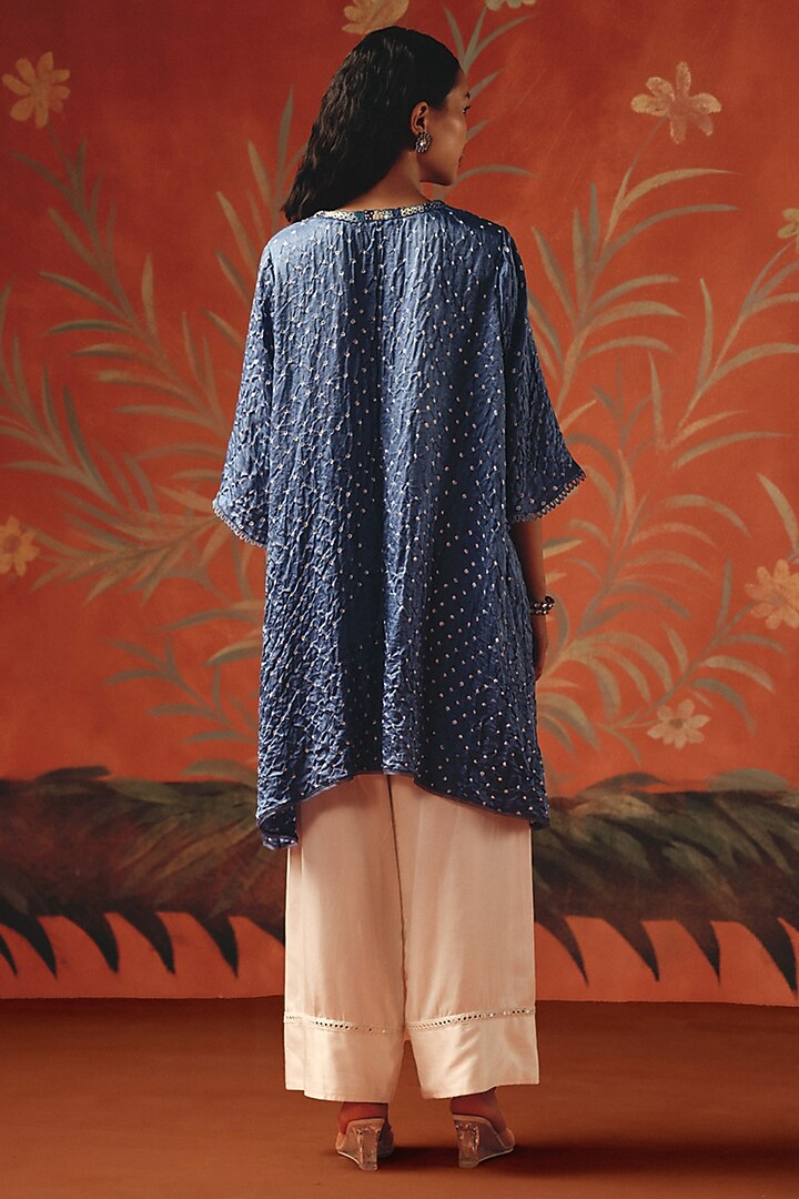Ivory Tulle Satin Mirror Work Palazzo by Twenty Nine at Pernia's Pop Up Shop