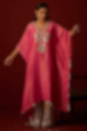 Golden Yellow Tissue Zari Embellished Kaftan by Twenty Nine at Pernia's Pop Up Shop