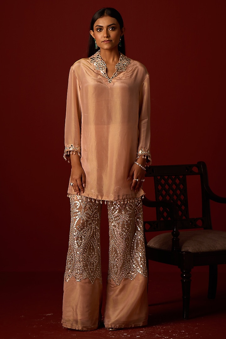 Blush Tissue Hand Embellished Tunic by Twenty Nine at Pernia's Pop Up Shop