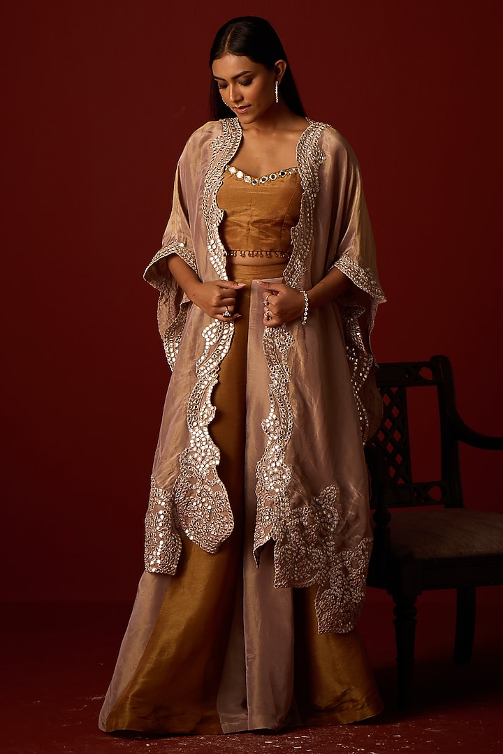 Antique Silver Tissue Mirror Work Cape by Twenty Nine at Pernia's Pop Up Shop