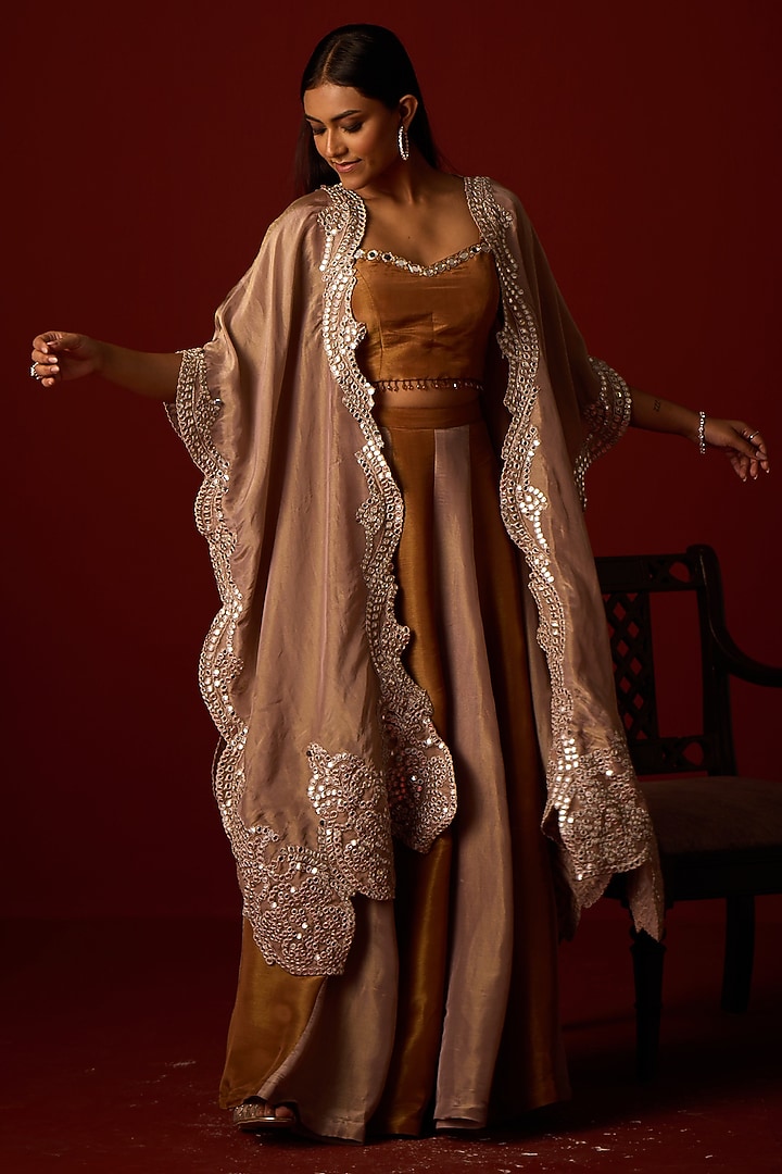 Antique Silver Tissue Mirror Work Cape by Twenty Nine at Pernia's Pop Up Shop