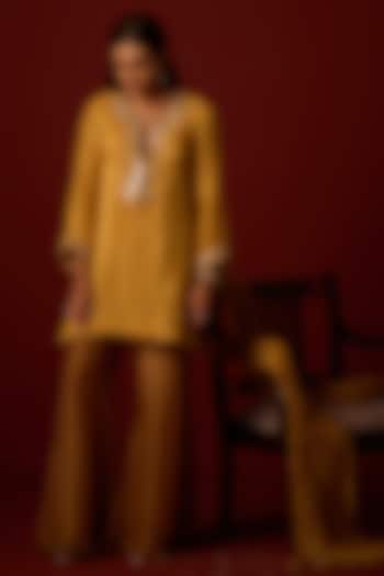 Antique Gold Tissue Bootcut Pants by Twenty Nine at Pernia's Pop Up Shop