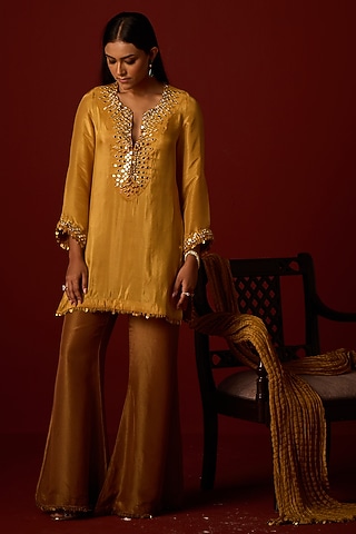 Antique Gold Tissue Bootcut Pants by Twenty Nine