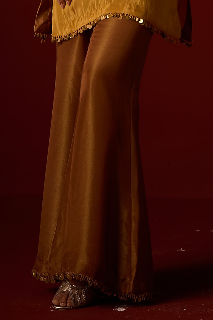 Antique Gold Tissue Bootcut Pants by Twenty Nine at Pernia's Pop Up Shop