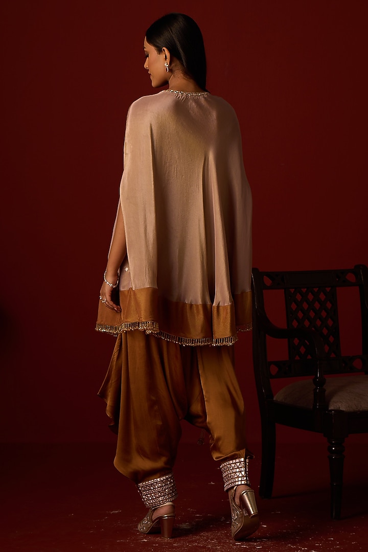 Antique Silver Tissue Zari Hand Embroidered Round Cape by Twenty Nine at Pernia's Pop Up Shop