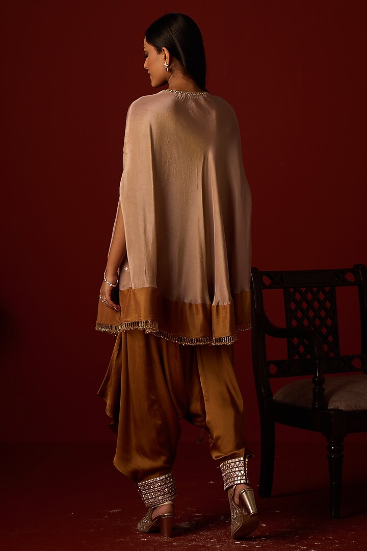 Antique Gold Modal Zari Mirror Work Dhoti Pants by Twenty Nine at Pernia's Pop Up Shop