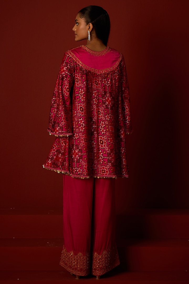 Rani Pink Patola Marodi Embellished A-Line Tunic Set by Twenty Nine at Pernia's Pop Up Shop