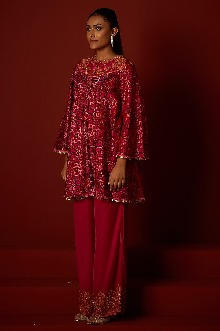 Rani Pink Patola Marodi Embellished A-Line Tunic Set by Twenty Nine at Pernia's Pop Up Shop
