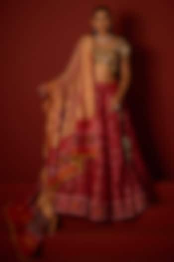Ruby Red Patola Zari Embellished Bridal Lehenga Set by Twenty Nine at Pernia's Pop Up Shop