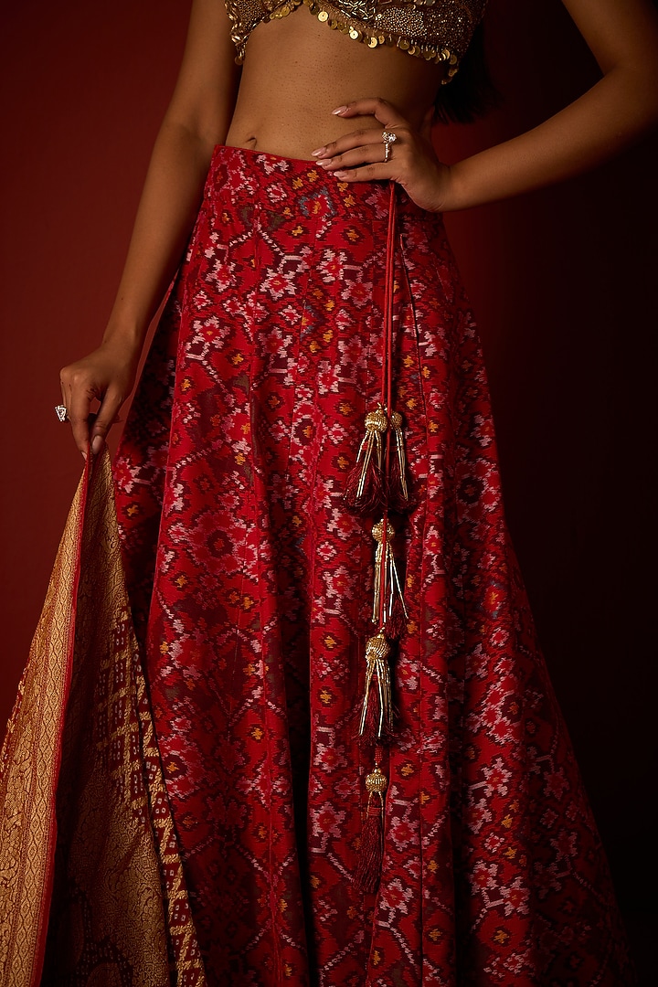 Ruby Red Patola Zari Embellished Bridal Lehenga Set by Twenty Nine at Pernia's Pop Up Shop
