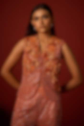 Rust Tulle Floral Work Padded Gilet by Twenty Nine at Pernia's Pop Up Shop