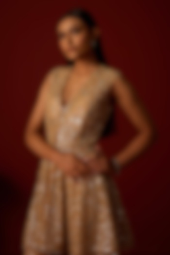 Marigold Yellow Tulle Mirror Embellished Peplum Top by Twenty Nine at Pernia's Pop Up Shop