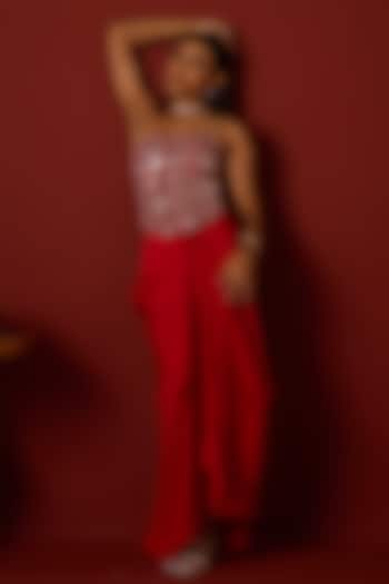 Red Moonga Silk Pickup Skirt by Twenty Nine at Pernia's Pop Up Shop