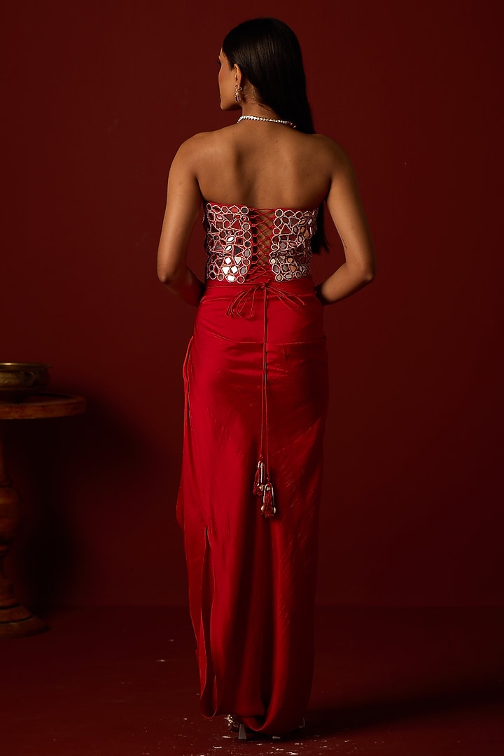 Red Moonga Silk Pickup Skirt by Twenty Nine at Pernia's Pop Up Shop