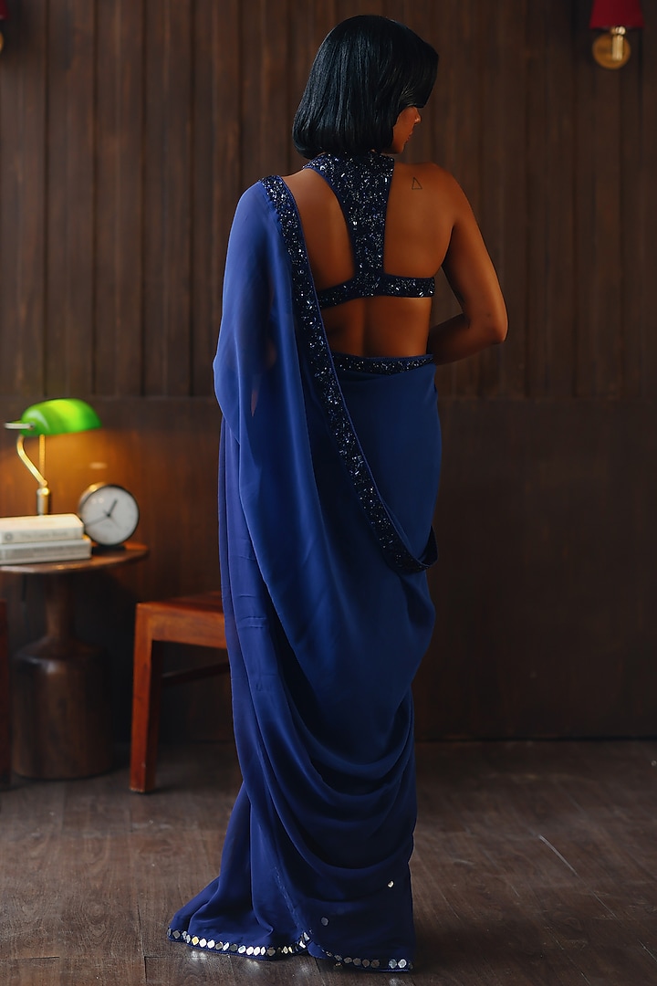 Horizon Ombre Georgette Mirror Work Wedding Saree Set by Twenty Nine at Pernia's Pop Up Shop
