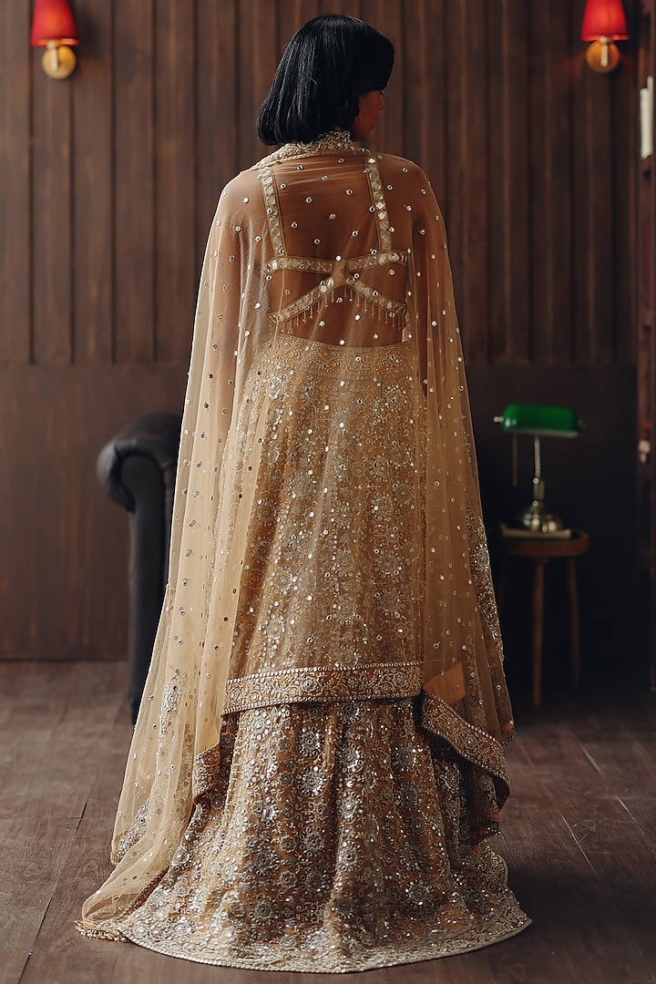 Golden Haze Net Mirror Embellished Wedding Lehenga Set by Twenty Nine at Pernia's Pop Up Shop