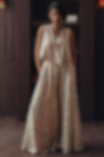 Blush Pink Tissue Mirror & Beadwork Asymmetrical Jacket by Twenty Nine at Pernia's Pop Up Shop