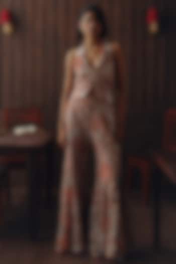 Rust Tulle Mirror Embroidered Waistcoat by Twenty Nine at Pernia's Pop Up Shop