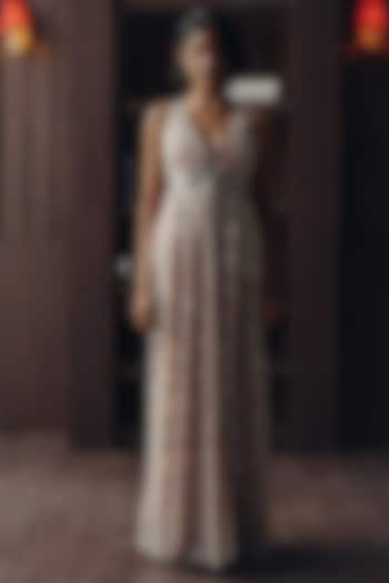 Blush Net Mirror Work Long Sleeveless Jacket by Twenty Nine at Pernia's Pop Up Shop