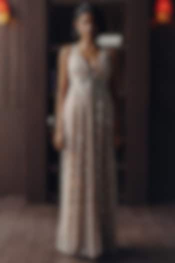 Blush Net Mirror & Beads Work Palazzo Pants by Twenty Nine at Pernia's Pop Up Shop