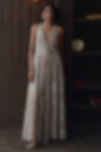 Light Gold Shimmer Lycra Palazzo by Twenty Nine at Pernia's Pop Up Shop
