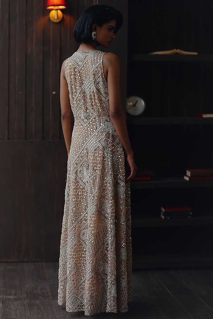 Light Gold Shimmer Lycra Palazzo by Twenty Nine at Pernia's Pop Up Shop