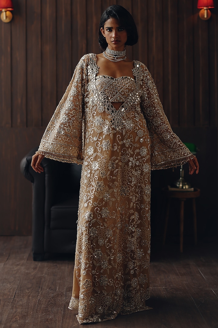 Haze Golden Shimmer Lycra Palazzo by Twenty Nine at Pernia's Pop Up Shop